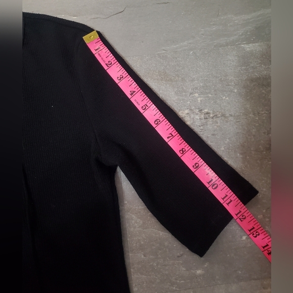 Derek Lam 10 Crosby Elegant Black Midi Dress. Short Sleeves. Knit Ribbed Lace Up - Picture 7 of 15